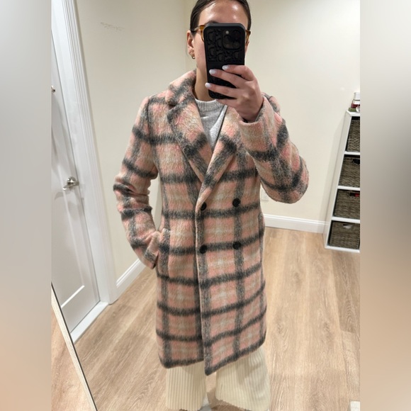 Like New Loft Plaid Double Breasted Pea Coat Jacket - Picture 3 of 8